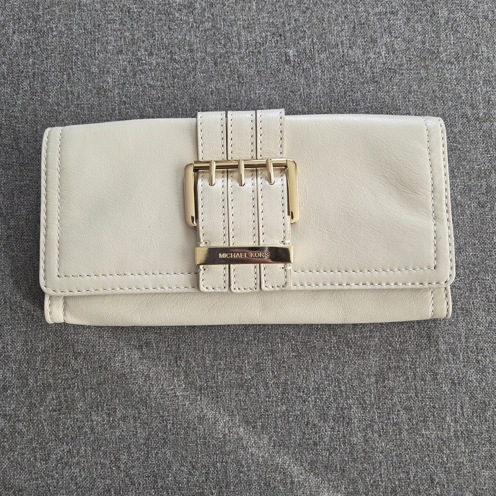 Michael Kors Ivory Wallet with Gold Accents